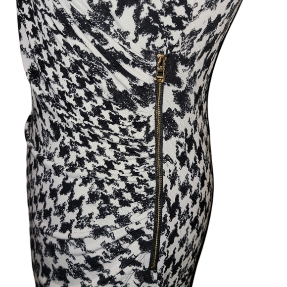 Guess zip detail faux wrap houndstooth fitted dress size 4 - Picture 4 of 11